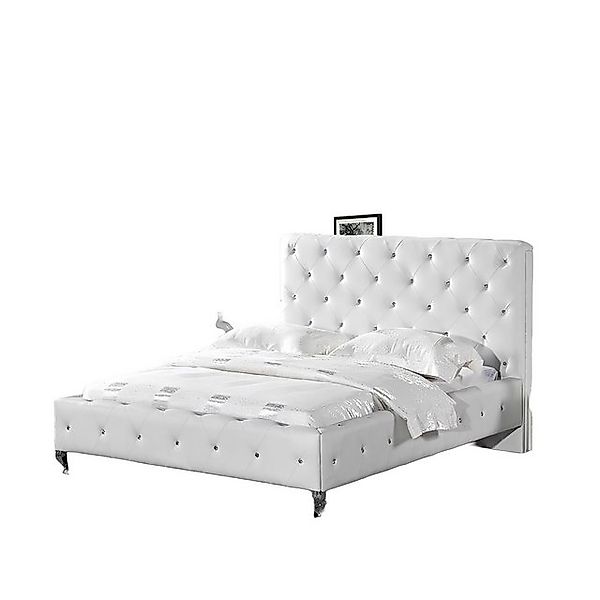 Xlmoebel Bett Designer Bett aus Chesterfield Leder und Stoff Polsterung für günstig online kaufen