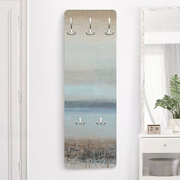 Wandgarderobe Holzpaneel Abstrakt Horizont über Blau I günstig online kaufen
