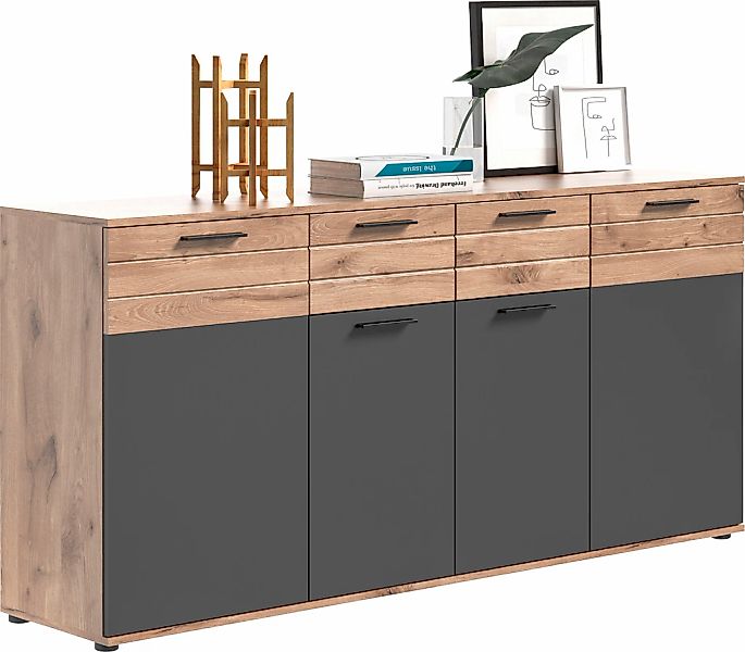 Home affaire Sideboard "Riga, Breite 180cm, 4 Türen, 2 Schubkästen, 6 Einle günstig online kaufen