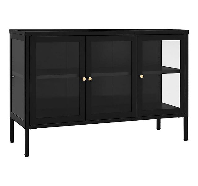 tinkaro Sideboard OLIS Stahl und Glas Kommode Schwarz günstig online kaufen