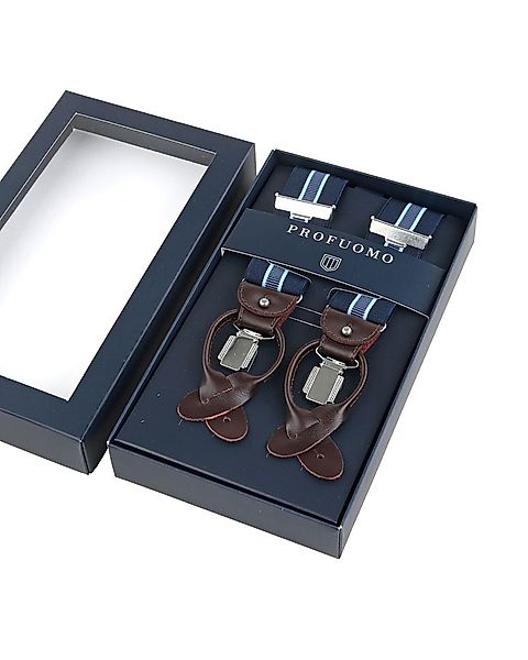 Profuomo Luxus Hosenträger Dunkelblau-Hellblau - günstig online kaufen