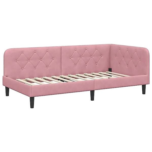 vidaXL Eckbettgestell mit Kopfteil Rosa 90 x 190 cm Samt 42016599 günstig online kaufen