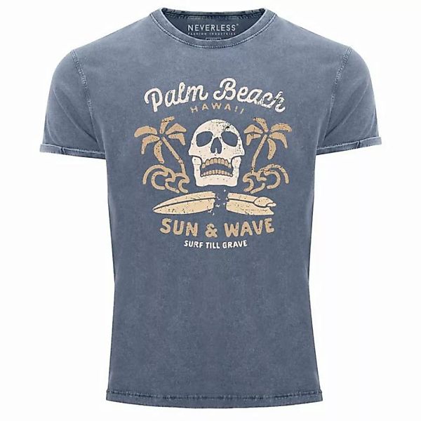 Neverless Print-Shirt Neverless® Herren T-Shirt Surf-Motiv Totenkopf Palm B günstig online kaufen
