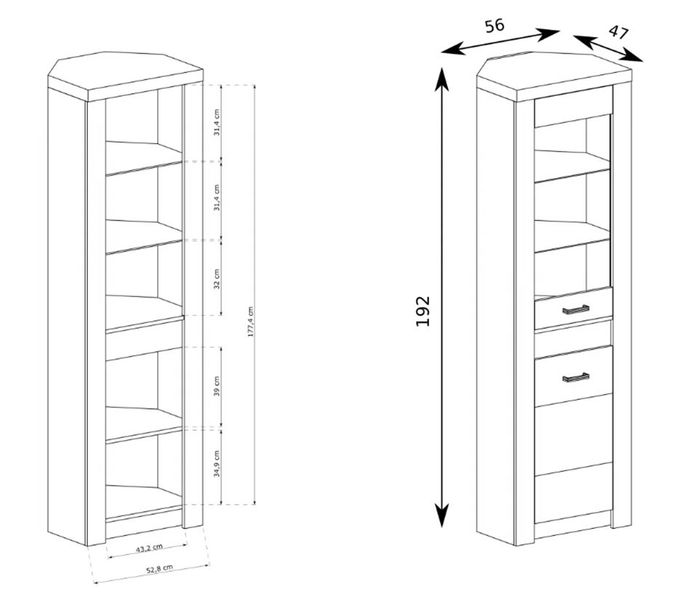 Beautysofa Eckvitrine Polis I-23 mit Glastür günstig online kaufen
