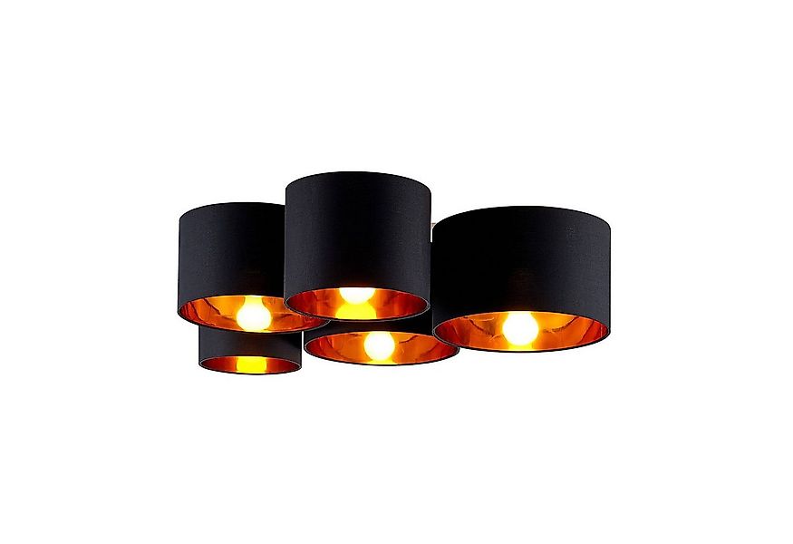 Lindby Deckenleuchten Laurenz, Schwarz IP20, 5 x 15 W LED günstig online kaufen
