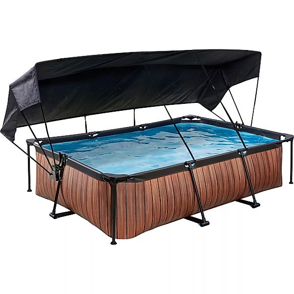 EXIT Wood Pool Braun 300 x 200 x 65 cm m. Filterpumpe u. Sonnensegel günstig online kaufen