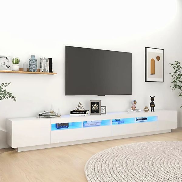 Tv-schrank Mit Led-leuchten Hochglanz-weiß 300x35x40 Cm günstig online kaufen