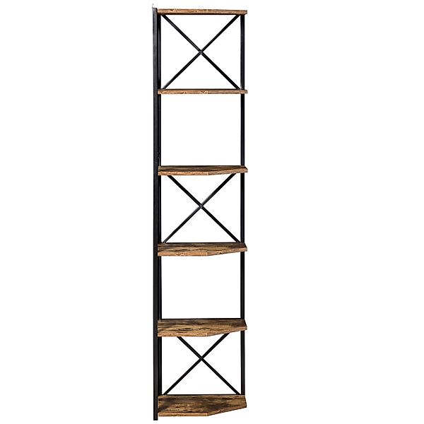 HOMCOM Eckschrank Wandregal, Industriestil Holz und Metallregal mit 5 Regal günstig online kaufen