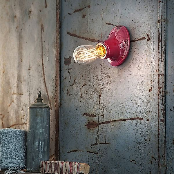 Wandleuchte C115 im Vintage-Stil weinrot günstig online kaufen
