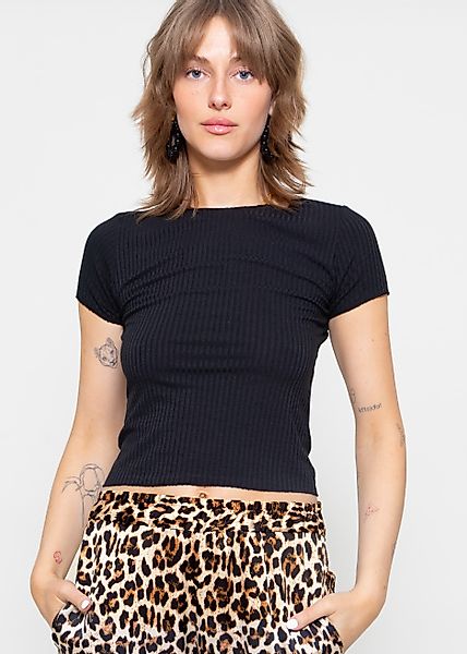 SASSYCLASSY Kurzarmshirt Geripptes T-Shirt Damen mit Rundhalsausschnitt Fig günstig online kaufen