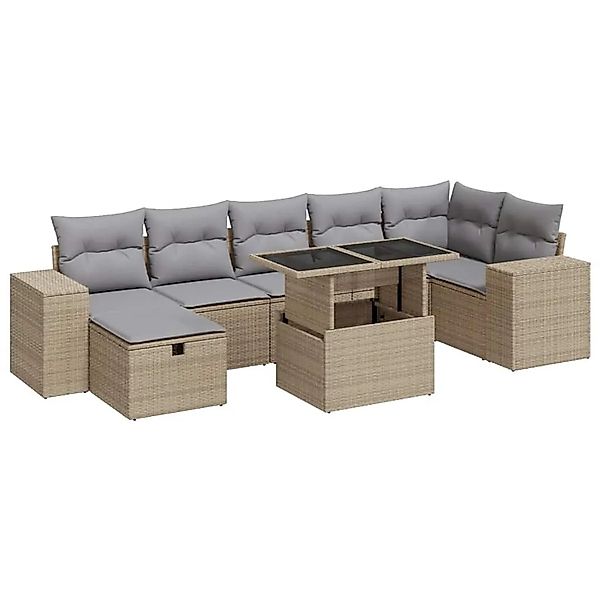 vidaXL 5-Tlg Garten-Sofagarnitur mit Kissen Beige Poly Rattan 3327949 günstig online kaufen