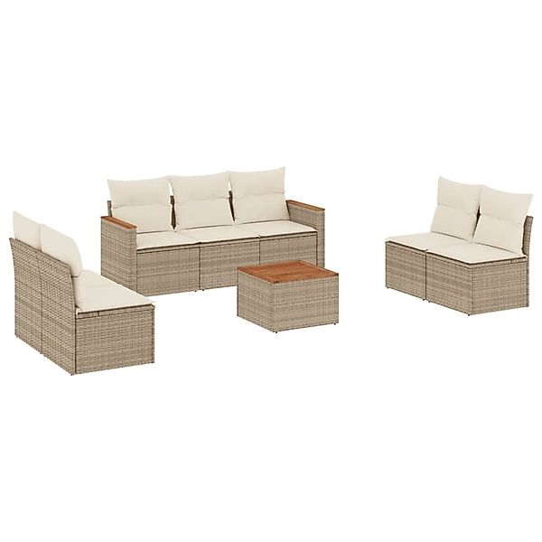 vidaXL 8-Tlg Garten-Sofagarnitur mit Kissen Beige Poly Rattan 3225883 günstig online kaufen