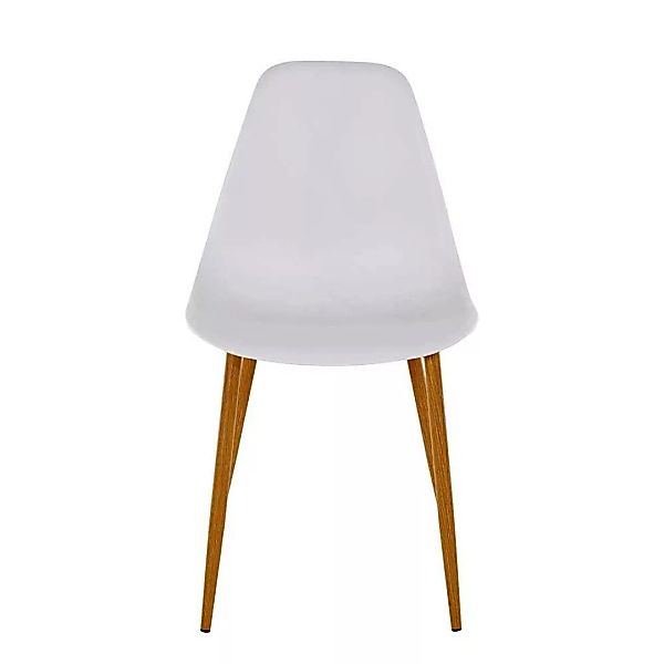 Esstisch Stühle in Weiß Kunststoff Metallgestell in Eichefarben (Set) günstig online kaufen