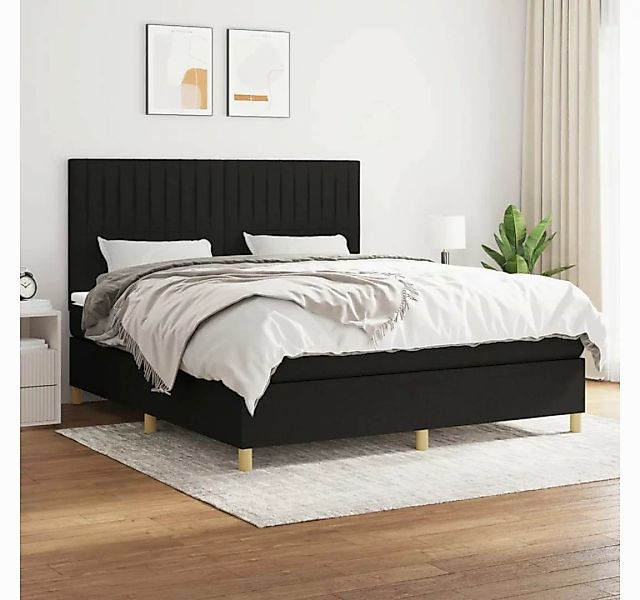 vidaXL Boxspringbett Boxspringbett mit Matratze Schwarz 180x200 cm Stoff Be günstig online kaufen