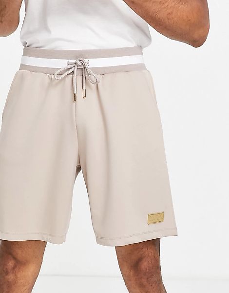 ASOS DESIGN – Schmal geschnittene Shorts aus Scuba-Material mit gestreiftem günstig online kaufen