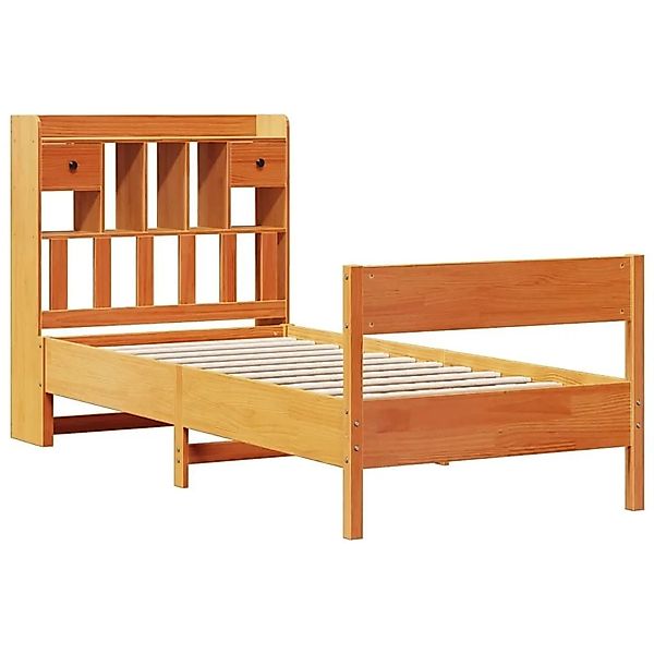 vidaXL Massivholzbett mit Regal ohne Matratze Wachsbraun 75x190 cm 3323052 günstig online kaufen