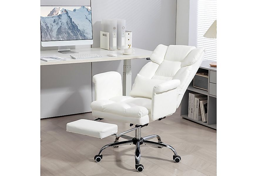HOMCOM Schreibtischstuhl Ergonomisch Bürostuhl mit Liegefunktion, Lendenkis günstig online kaufen