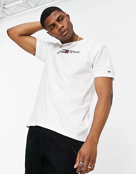 Tommy Jeans Linear Written Logo Kurzarm T-shirt XL White günstig online kaufen