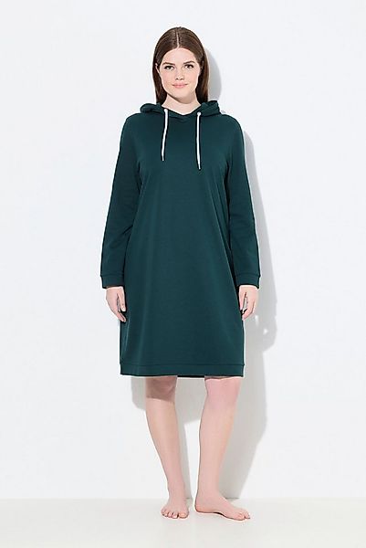 Ulla Popken Schlafanzug Loungwear-Kleid Kapuze weich angeraut Rippbündchen günstig online kaufen