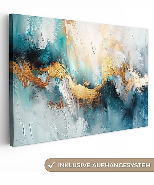 OneMillionCanvasses® Leinwandbild Abstrakt - Kunst - Gold - Blau, Fotodruck günstig online kaufen