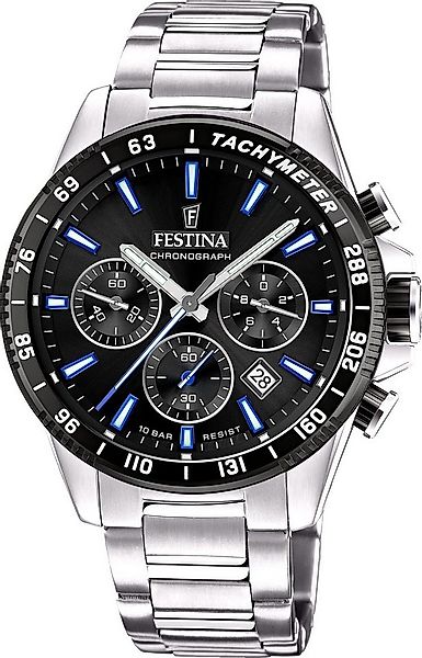 Festina Chronograph Herrenuhr F20560-5 - Schwarzes Zifferblatt, Edelstahlba günstig online kaufen