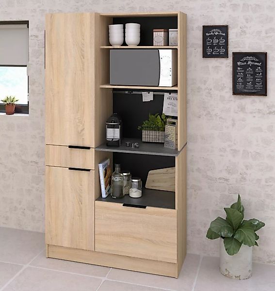 Parisot Küchenbuffet Fumay 11 in Eiche /Beton - 100x186x45cm (BxHxT) günstig online kaufen