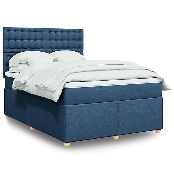 vidaXL Boxspringbett mit Matratze Blau 140x190 cm Stoff 3293595 günstig online kaufen