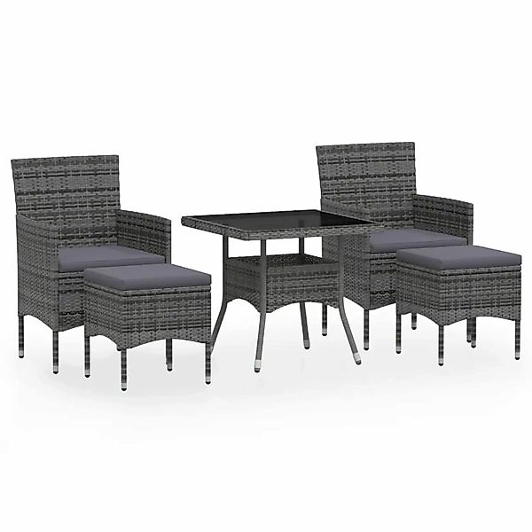 vidaXL 5-tlg Garten-Essgruppe Poly Rattan und Hartglas Grau Modell 1 günstig online kaufen