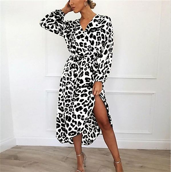 RUZU UG Dirndl Sexy Trägerkleid mit Leopardenmuster und V-Ausschnitt (1-tlg günstig online kaufen