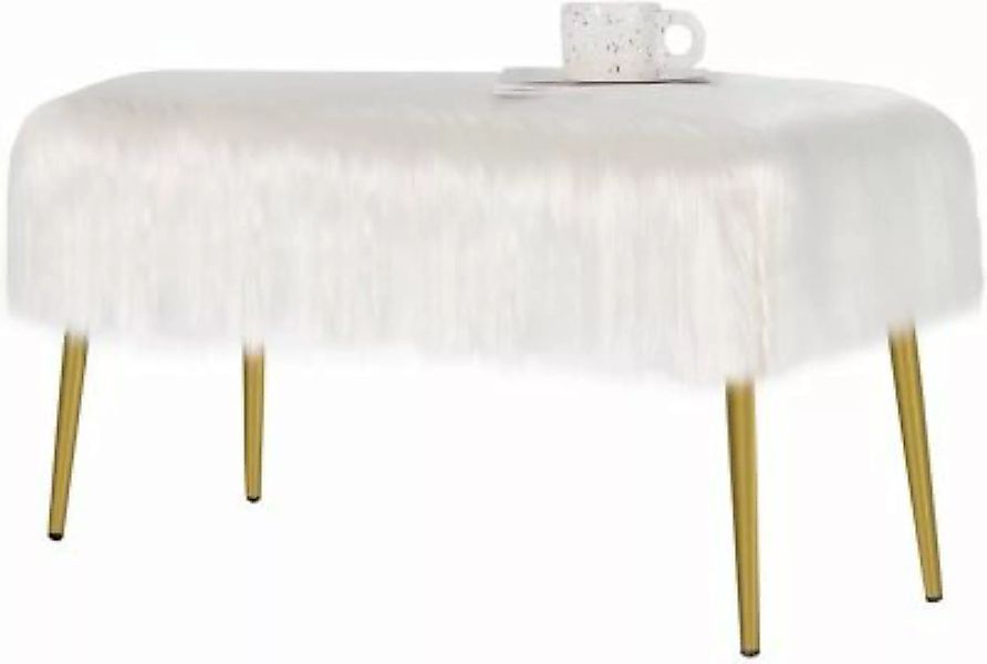 COSTWAY® Schminkhocker Kunstfell Sitzhocker 91 x 35,5cm weiß günstig online kaufen