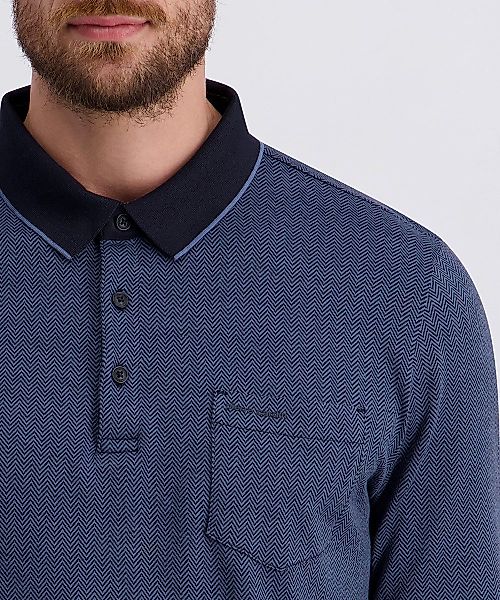 Pierre Cardin Langarm-Poloshirt mit Fischgratmuster günstig online kaufen