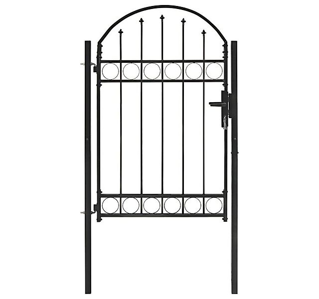 vidaXL Gartentor Zauntor mit Gewölbter Spitze Stahl 100 x 150 cm Schwarz günstig online kaufen