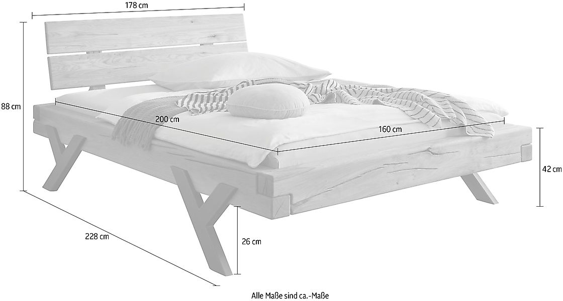 Home affaire Massivholzbett Ultima Balkenbett Doppelbett, günstig online kaufen