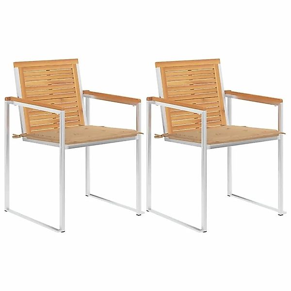 vidaXL Gartenstühle mit Kissen 2 Stk Massivholz Teak und Stahl 3061518 günstig online kaufen