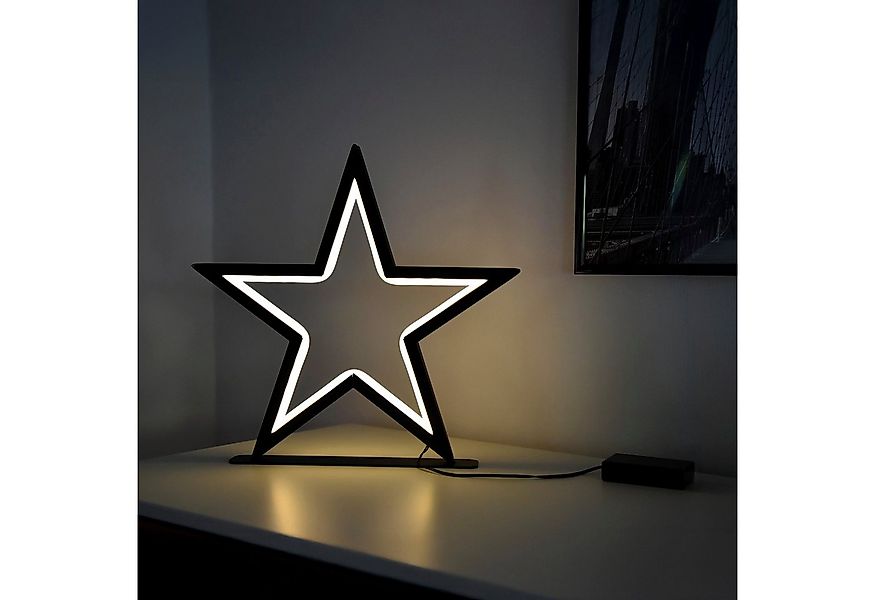 Spetebo LED-Dekofigur Metallstern schwarz 34 cm warm weiß (LED Stern, 1 St. günstig online kaufen
