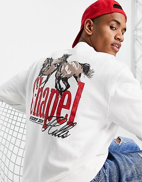 Topman – Sweatshirt in Weiß mit „Chapel Hill“-Print günstig online kaufen
