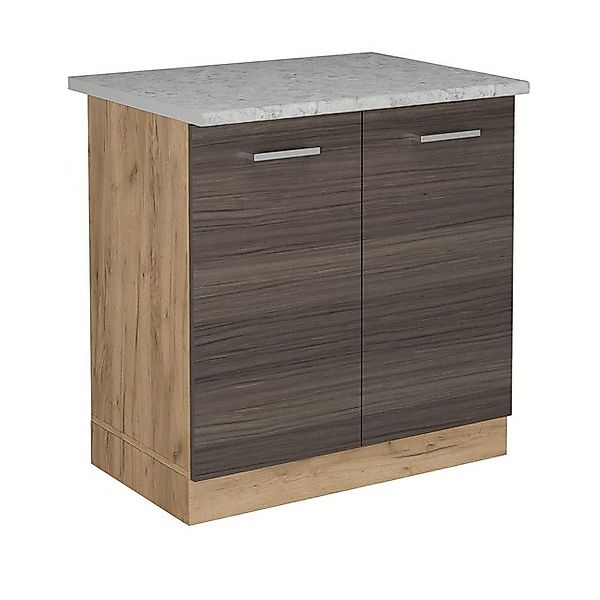 Vicco Spülenunterschrank R-Line, Edelgrau/Goldkraft Eiche, 80 cm AP Marmor günstig online kaufen