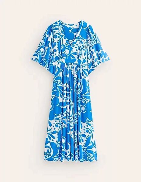 Kimono-Maxikleid aus Jersey Damen Boden, Indigofink, Wellenwirbel günstig online kaufen