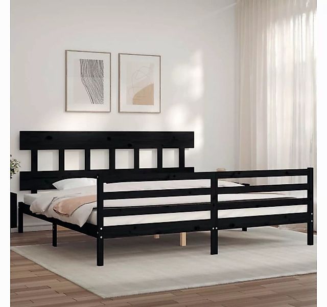 vidaXL Bett Massivholzbett mit Kopfteil Schwarz 200x200 cm günstig online kaufen