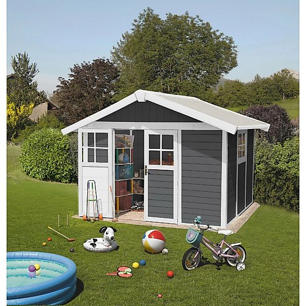 Grosfillex Kunststoff-Gartenhaus Deco H 7.5 Dunkelgrau BxT: 315 cm x 239 cm günstig online kaufen