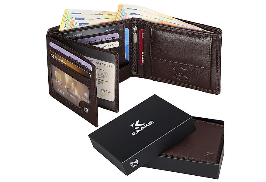 EAAKIE Geldbörse RFID echt Leder Portemonnaie Geldbörse Herren Rindleder, R günstig online kaufen