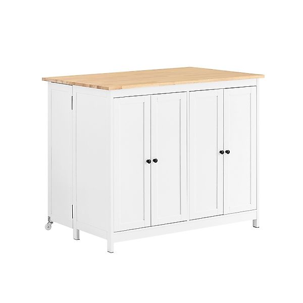 SoBuy Sideboard Kücheninsel mit Erweiterbarer Arbeitsfläche Weiß KNL10-WN günstig online kaufen