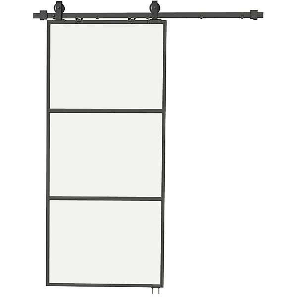 HOMCOM Glasschiebetür Komplettset mit Softclose Zimmertür 91x203 cm Wandmon günstig online kaufen