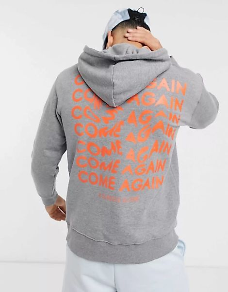 Selected Homme – Legerer Kapuzenpullover in Grau aus Bio-Baumwolle mit „Com günstig online kaufen