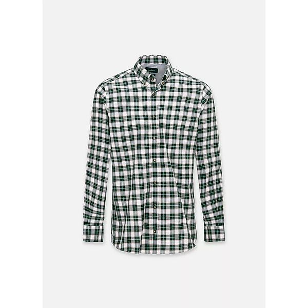 Hackett Melange Poplin Check Langarm Hemd 2XL Green / White günstig online kaufen