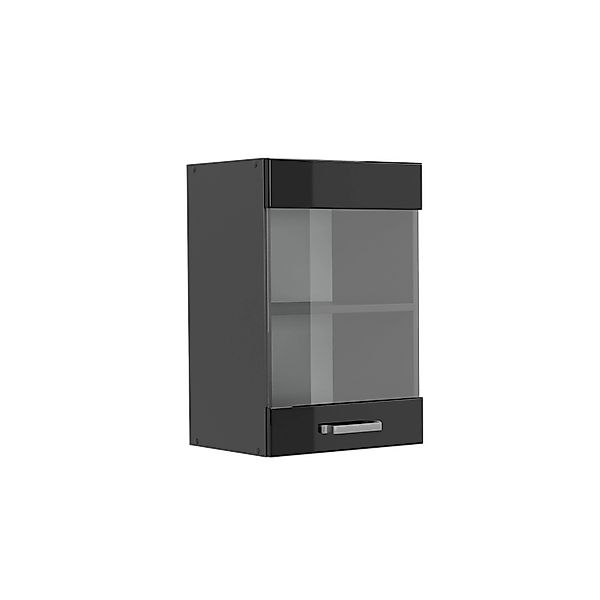 Vicco Küchenglasschrank R-Line Glashängeschrank Schwarz Hochglanz/Anthrazit günstig online kaufen