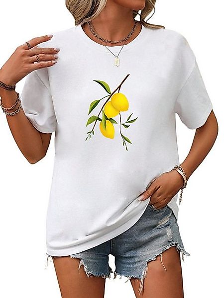 PYL Print-Shirt Damen Sommer Casual T-Shirt mit Zitrone Print Tee günstig online kaufen