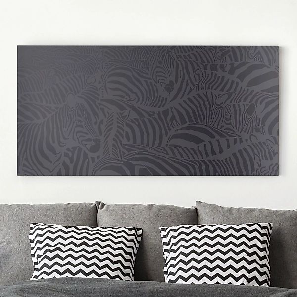 Leinwandbild Muster - Querformat Zebrastreifen Schwarz günstig online kaufen