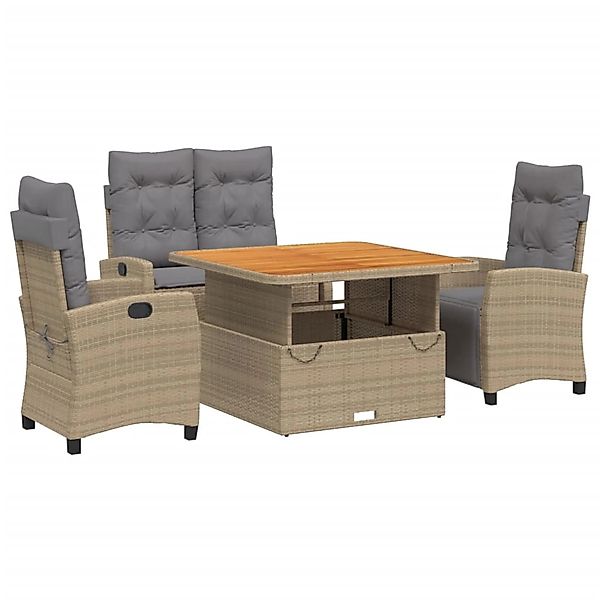 vidaXL 4-tlg Garten-Essgruppe mit Kissen Beige Poly Rattan Modell 4 günstig online kaufen