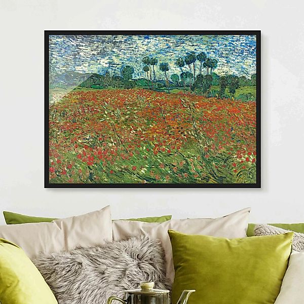 Bild mit Rahmen Kunstdruck - Querformat Vincent van Gogh - Mohnfeld günstig online kaufen